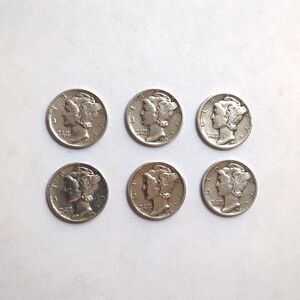 US Silver Mercury Dimes 1940-1945